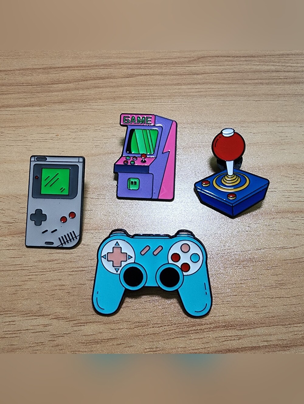Game Console, Controllers Set of 4 Enamel Brooch Lapel Pin.